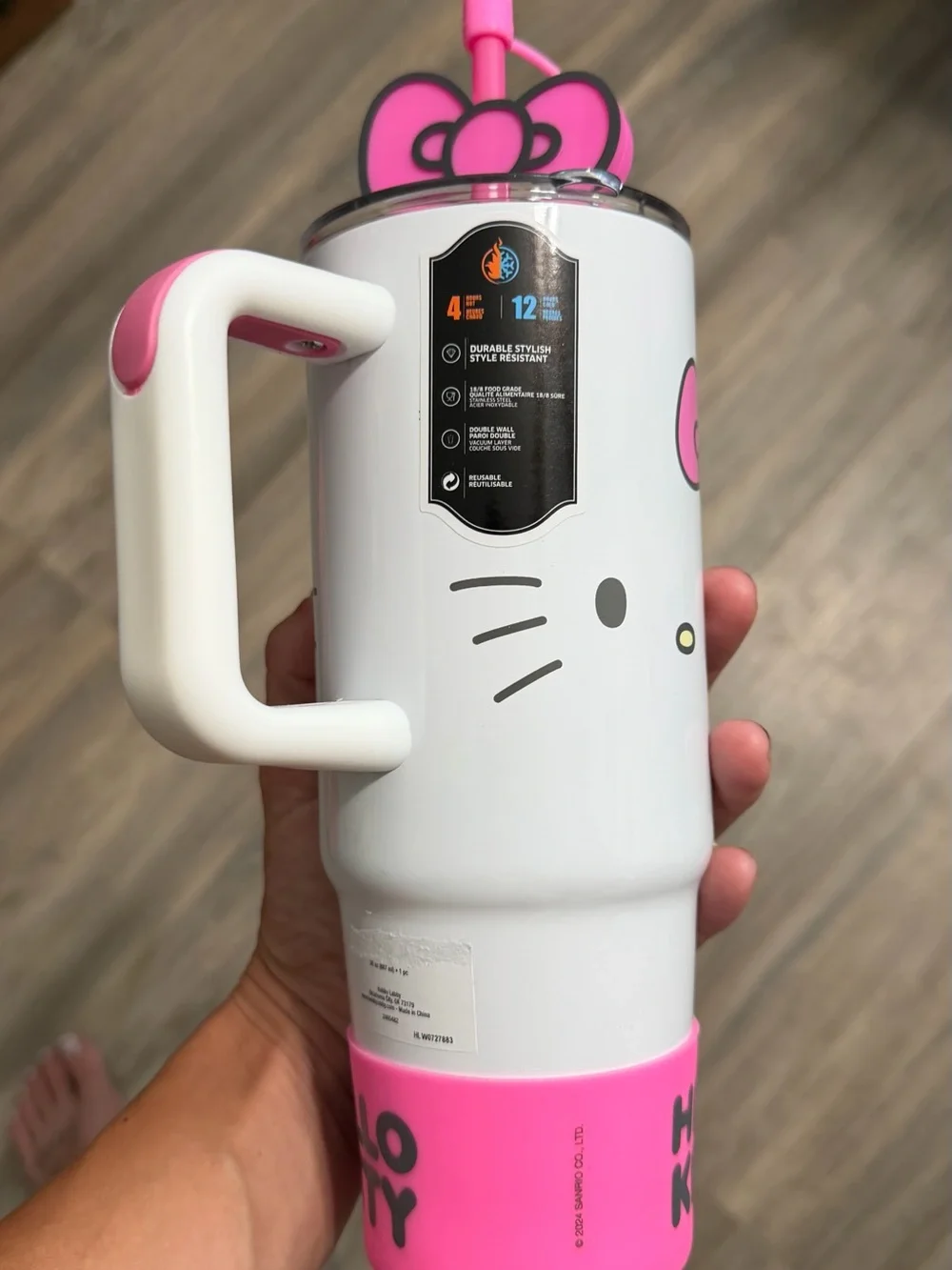 Hobby Lobby White & Pink Hello Kitty Travel Tumbler with Handle